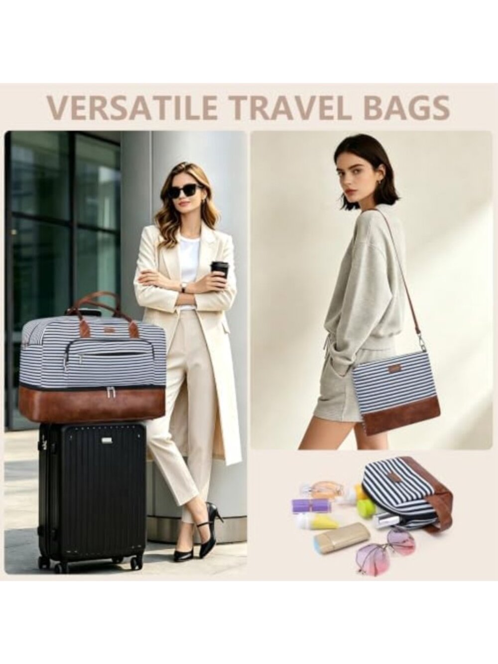 Spacious Women's Travel Weekender Duffle Bag with Shoe Compartment - Perfect - Picture 2 of 6